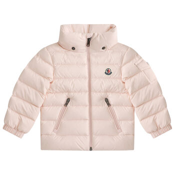 Younger Girls Pink Logo Puffer Jacket